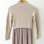Anthropologie The Thea Twofer Eyelash Mockneck Sweater Dress Neutral Beige | XXS