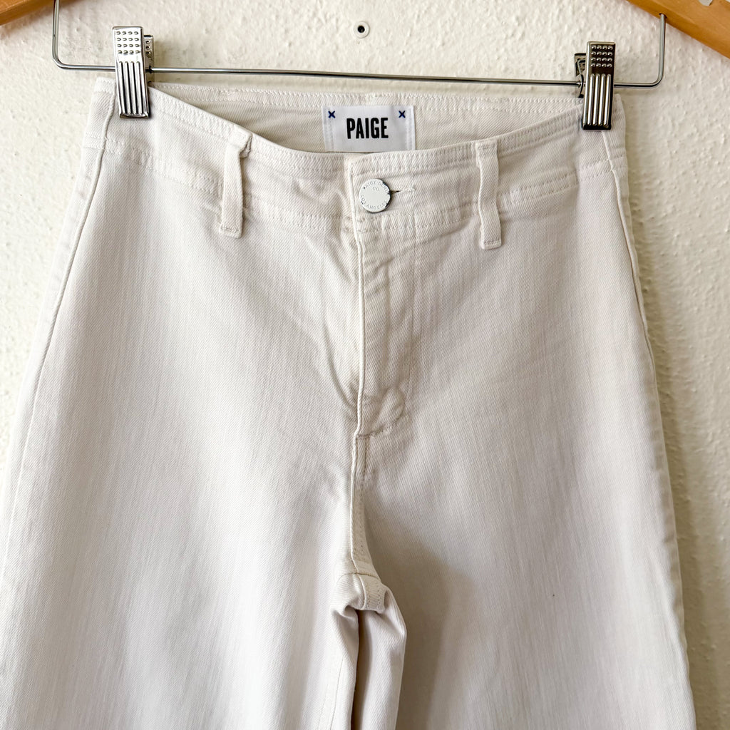 PAIGE Nellie High Rise Cropped Wide Leg Jeans in Crisp White | 23/00