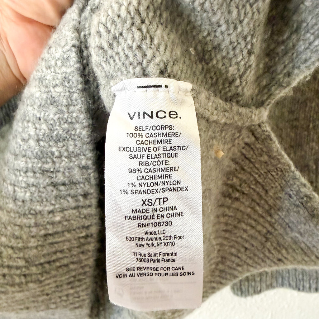 Vince 100% Cashmere Donegal Side Slit Turtleneck Sweater Heather Grey | XS