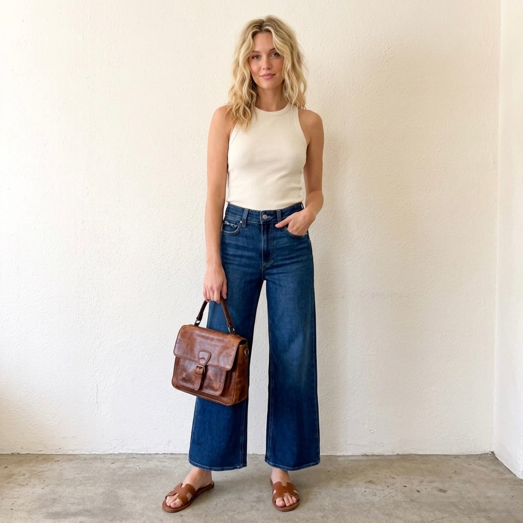 PAIGE Anessa Petite Wide Leg Denim in Dresden Blue Wash | 25P
