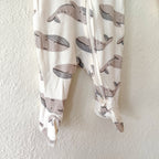 Carter's Cream Whales Long Sleeve 2-Way Zipper Footed Sleeper | 0-3m