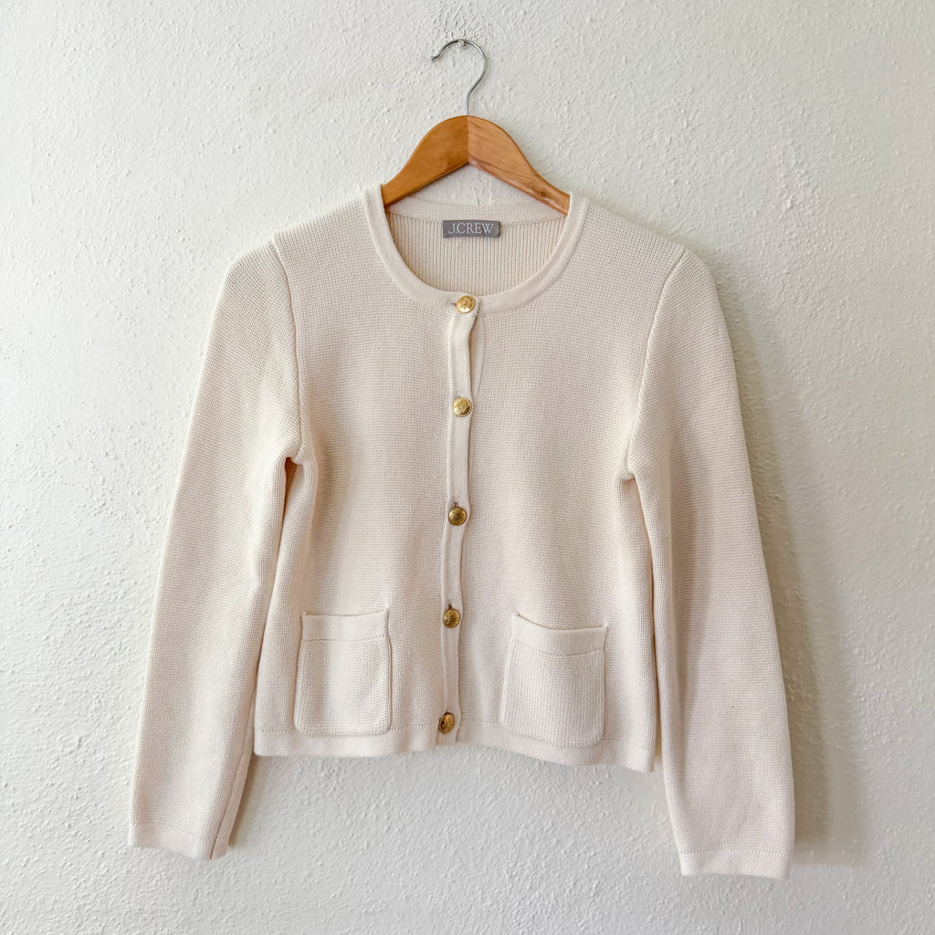 J. Crew Crewneck Cardigan Lady Jacket Sweater in Cream | XS