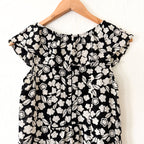 Leifsdottier 100% Silk Black Floral Short Sleeve Blouse | 6