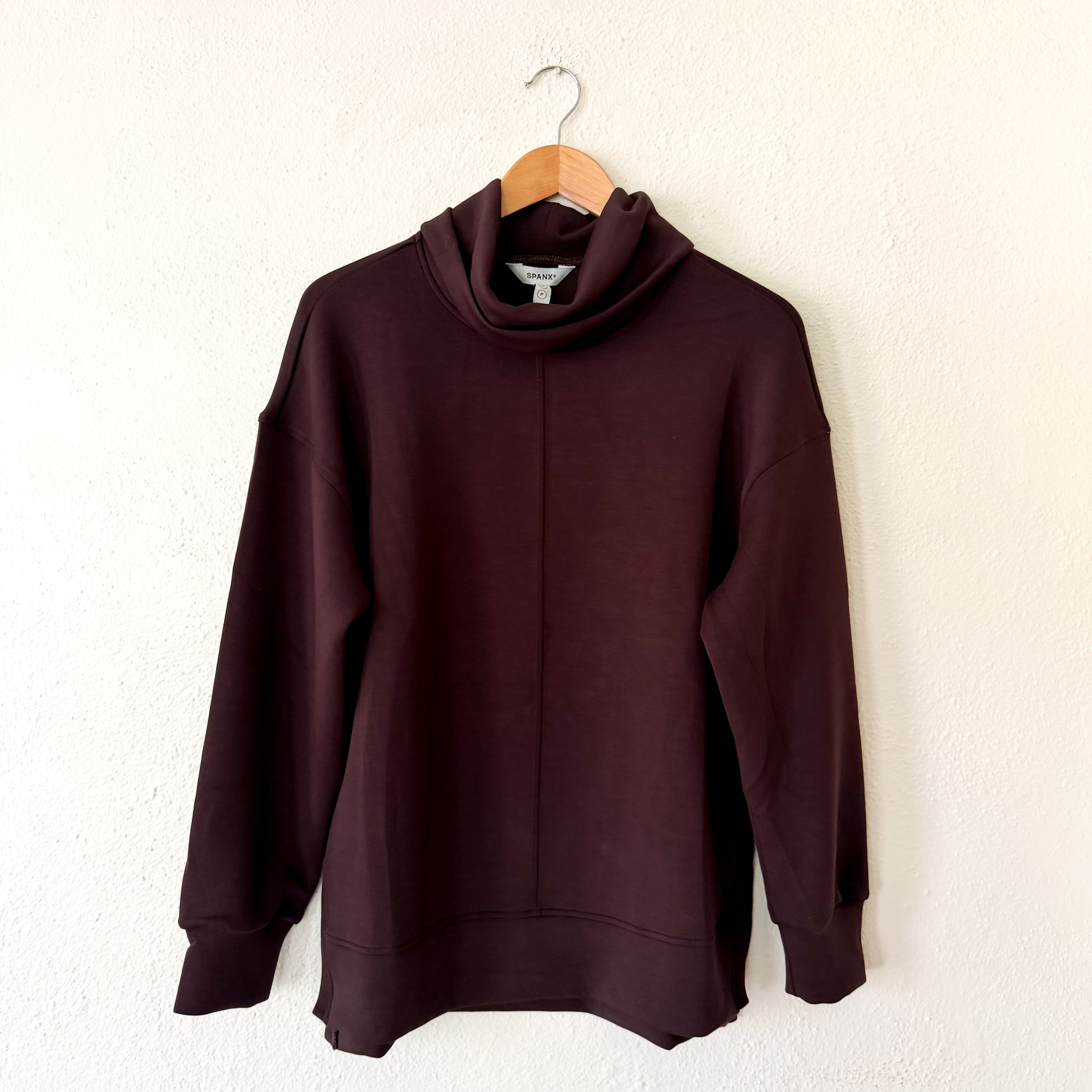 Spanx AirEssentials Tunic Turtleneck Sweatshirt in Truffle Brown | Small