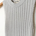 Open Edit Sleeveless Crewneck Sequin Ribbed Midi Sweater Dress in Ice Grey | XS