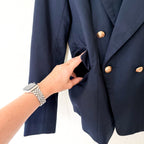 Lioness Navy Blue Double Breasted Blazer Jacket | XS