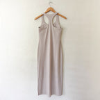 Vuori Halo Racerback Shelf Bra Midi Tank Dress in Ecru Tan | S