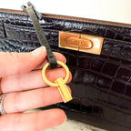 Tory Burch Lee Radziwill Black Croc-Embossed Leather Petite Bag