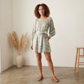 Alice + Olivia Boho Green Filigree Long Sleeve Mini Dress | XS