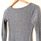 Abercrombie & Fitch Ribbed Wool-Blend Midi Sweater Dress in Dark Grey | XSP