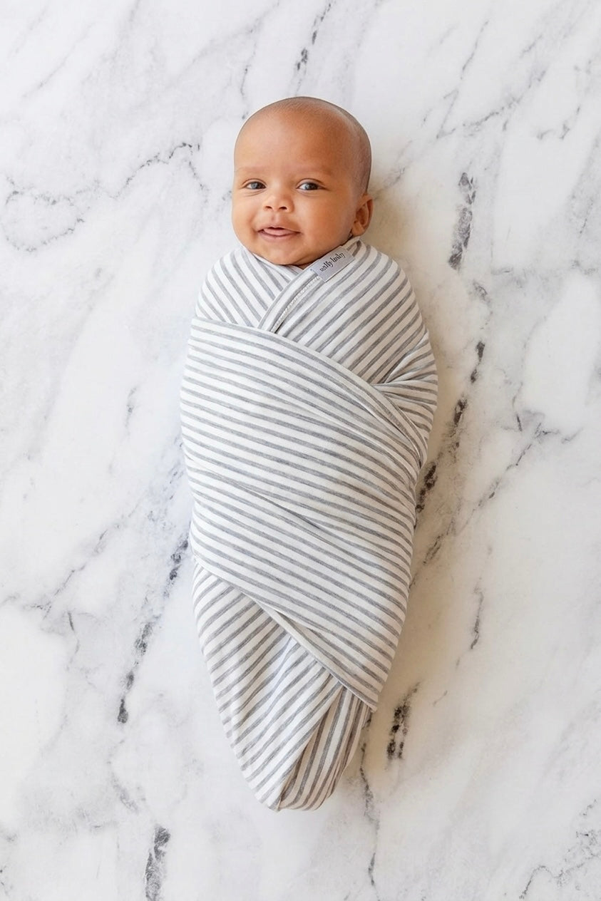 Solly Baby Swaddle Blanket | Heather Grey & White Stripe
