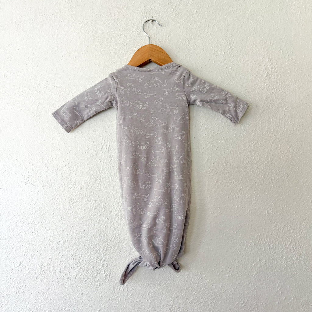 Nordstrom Silver Grey Printed Dogs Knotted Sleep Gown | OS