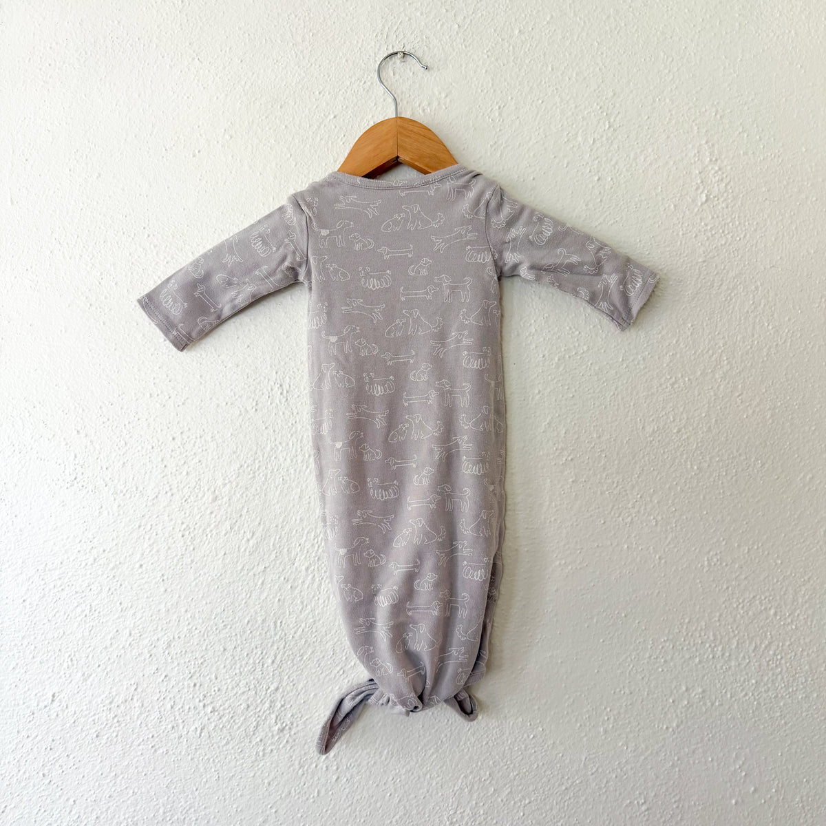 Nordstrom Silver Grey Printed Dogs Knotted Sleep Gown | OS