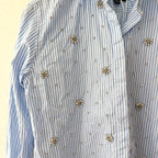 J.Crew Collection Garçon Button Down Rhinestone Embellished Long Sleeve Dress Shirt in Blue Pinstripe | 00