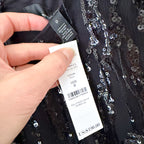 White House Black Market Black Long Sleeve Fringe Mini Dress | 0