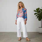 Parker NY Tropical Floral Silk Ruffle Off-The-Shoulder Top | XS