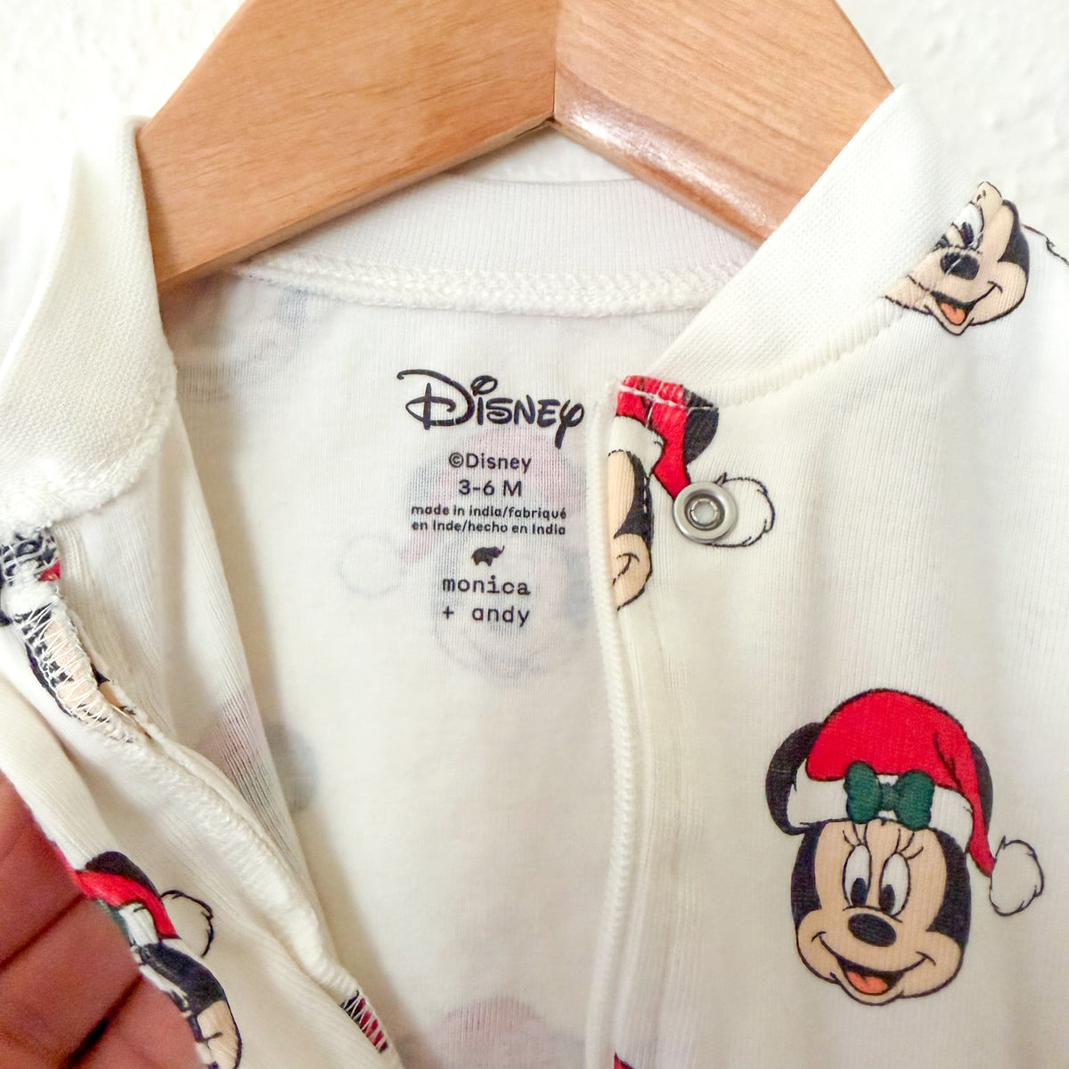 Monica & Andy x Disney Organic Christmas Mickey Mouse Fold-Over Foot 2-Way Zipper Sleeper | 3-6m
