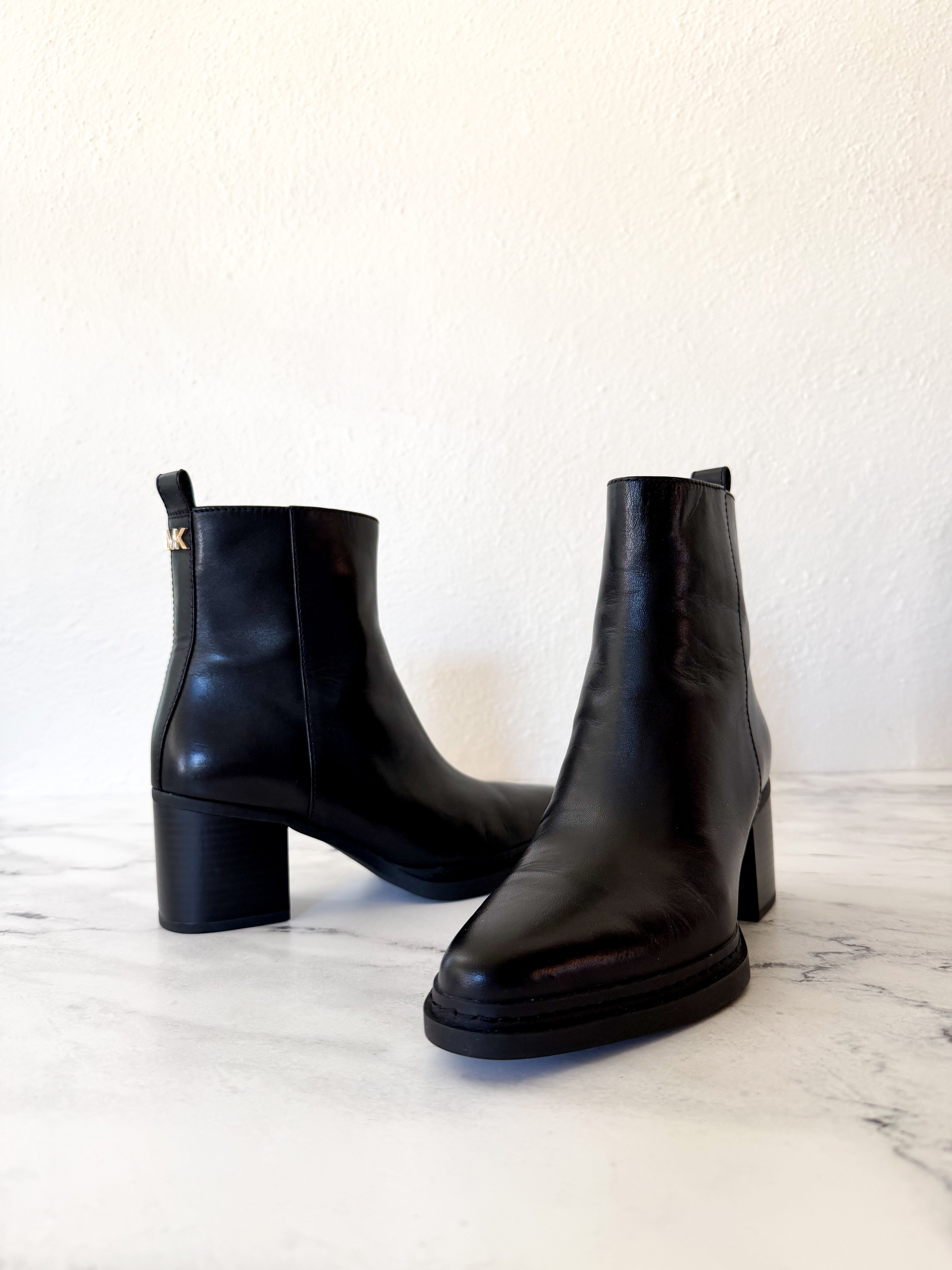 MICHAEL Michael Kors Leather Lex Ankle Bootie in Black | 6.5