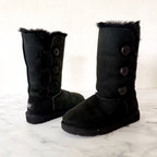 UGG Australia Black Sheepskin Bailey Button Triplet Boots | 2Y