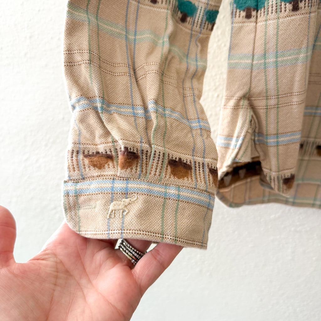 Beaufort & Blake Heavyweight Plaid Acorn & Tree Button Down Shacket | XS