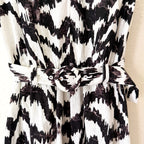 Nine West Linen Blend Belted Ikat Midi Dress | XS