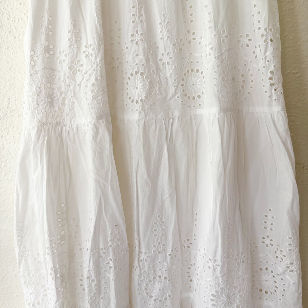 MANGO White Eyelet Embroidered Cotton Maxi Dress | XS