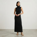 A New Day Black Sleeveless Turtleneck Ribbed Maxi Dress | S