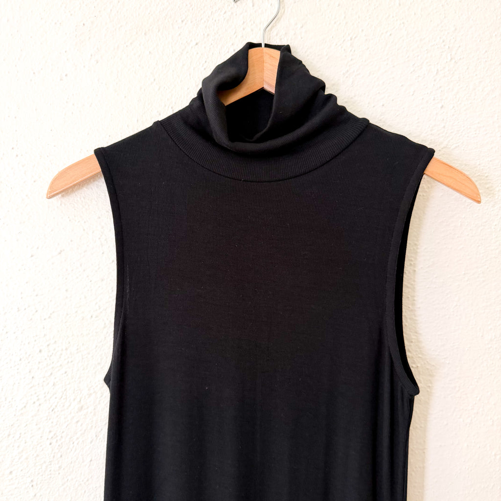 A New Day Black Sleeveless Turtleneck Ribbed Maxi Dress | S