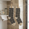 Unbranded Black White Fair Isle Cozy Crew Socks | OS
