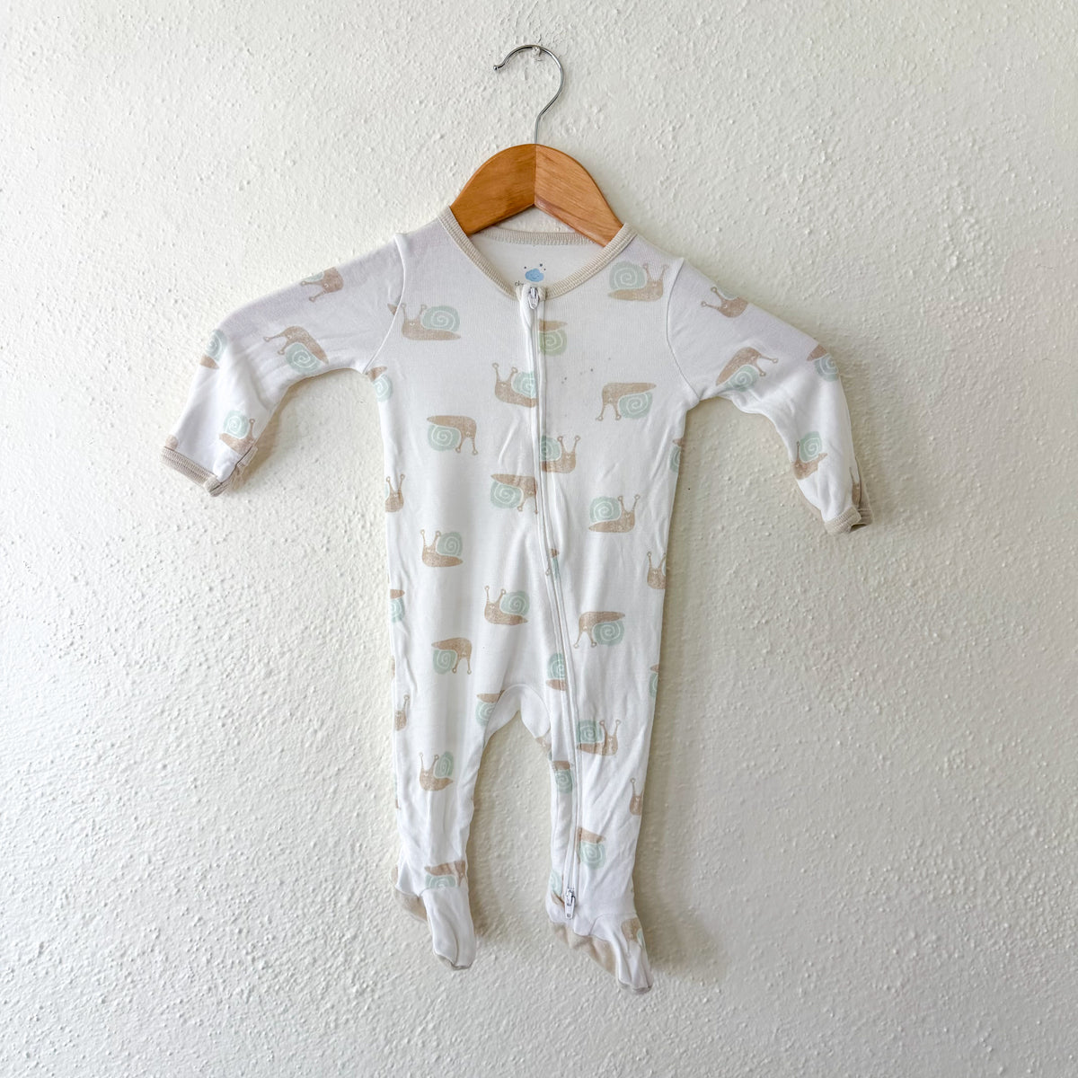 Cloud Island Cream Snails Long Sleeve 2-Way Zipper Footed Sleeper | 0-3m