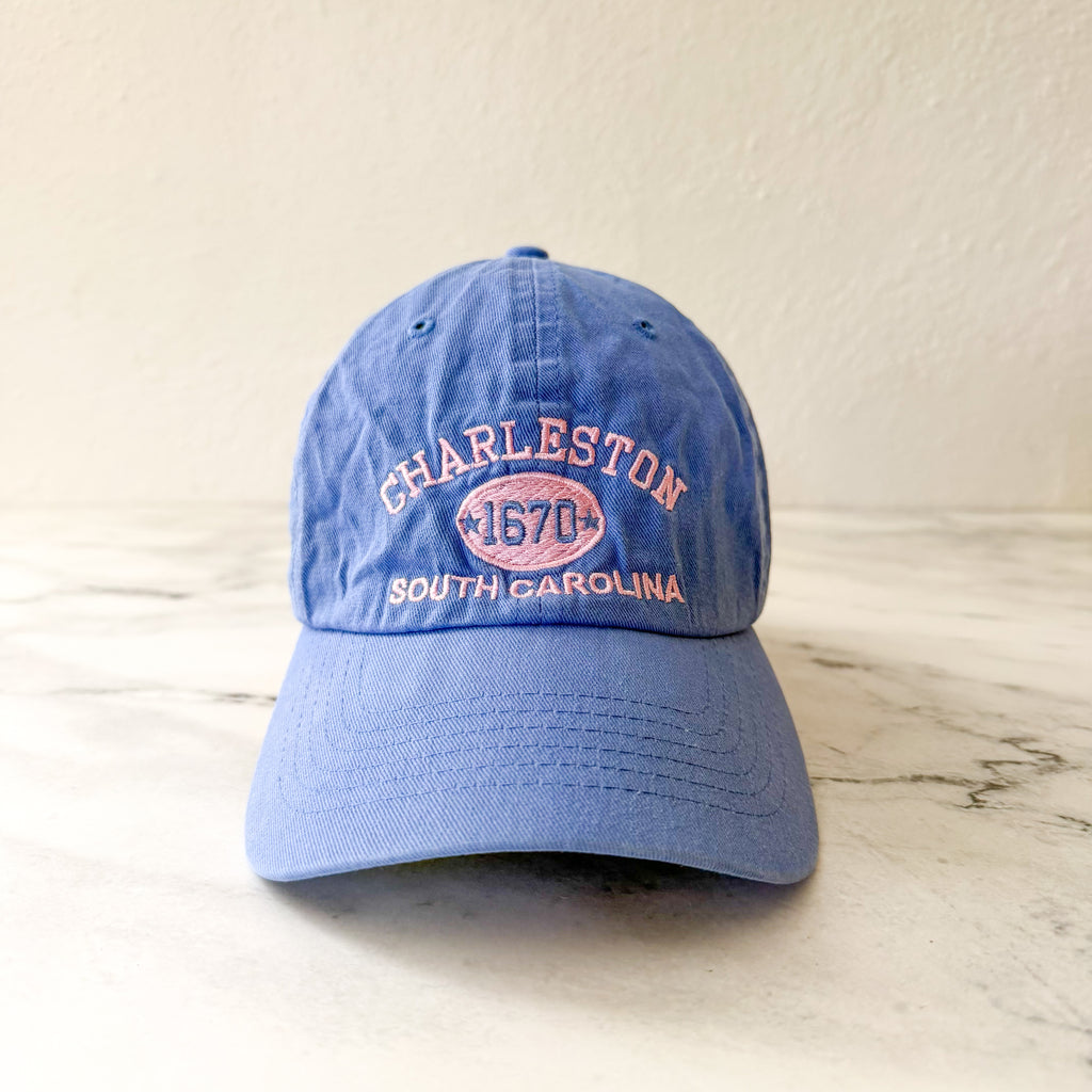 Charleston SC Embroidered Cotton Baseball Cap | Lavender & Pink