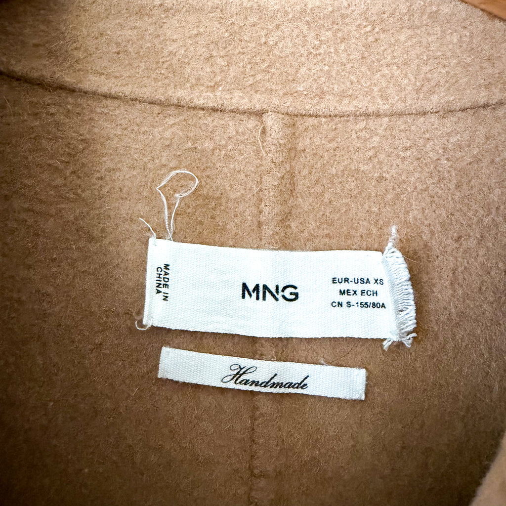 Mango MNG Handmade Wool Blend Belted Trench Coat in Camel | XS