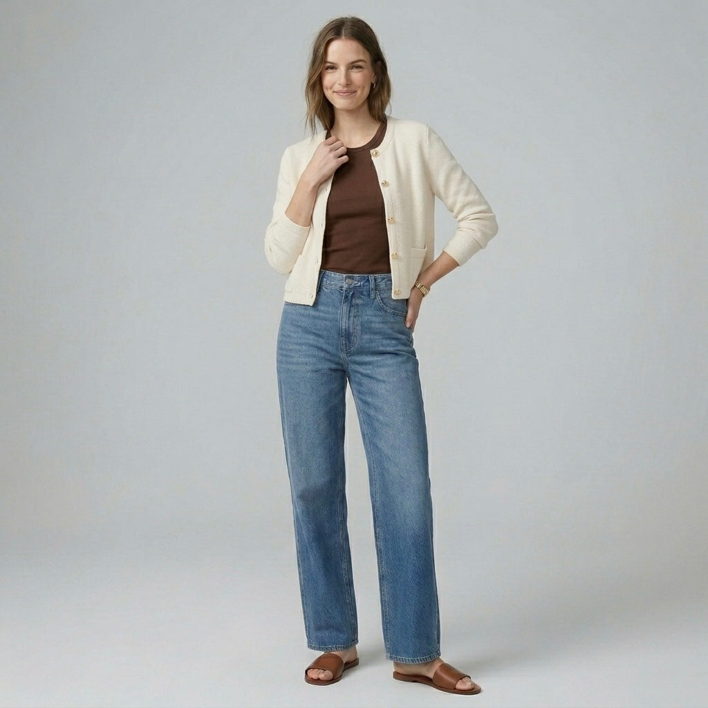 J. Crew Crewneck Cardigan Lady Jacket Sweater in Cream | XS