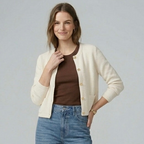 J. Crew Crewneck Cardigan Lady Jacket Sweater in Cream | XS