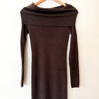 Charles Henry Wool Blend Off-The-Shoulder Long Sleeve Sweater Dress in Espresso | XS