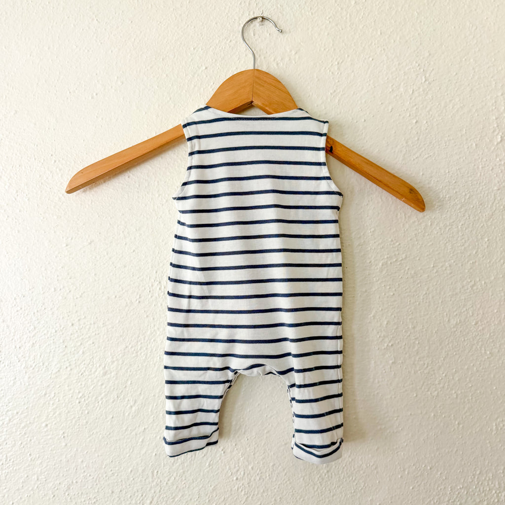 H&M Organic Navy White Stripe Sleeveless Jumpsuit | NB