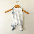 H&M Organic Navy White Stripe Sleeveless Jumpsuit | NB