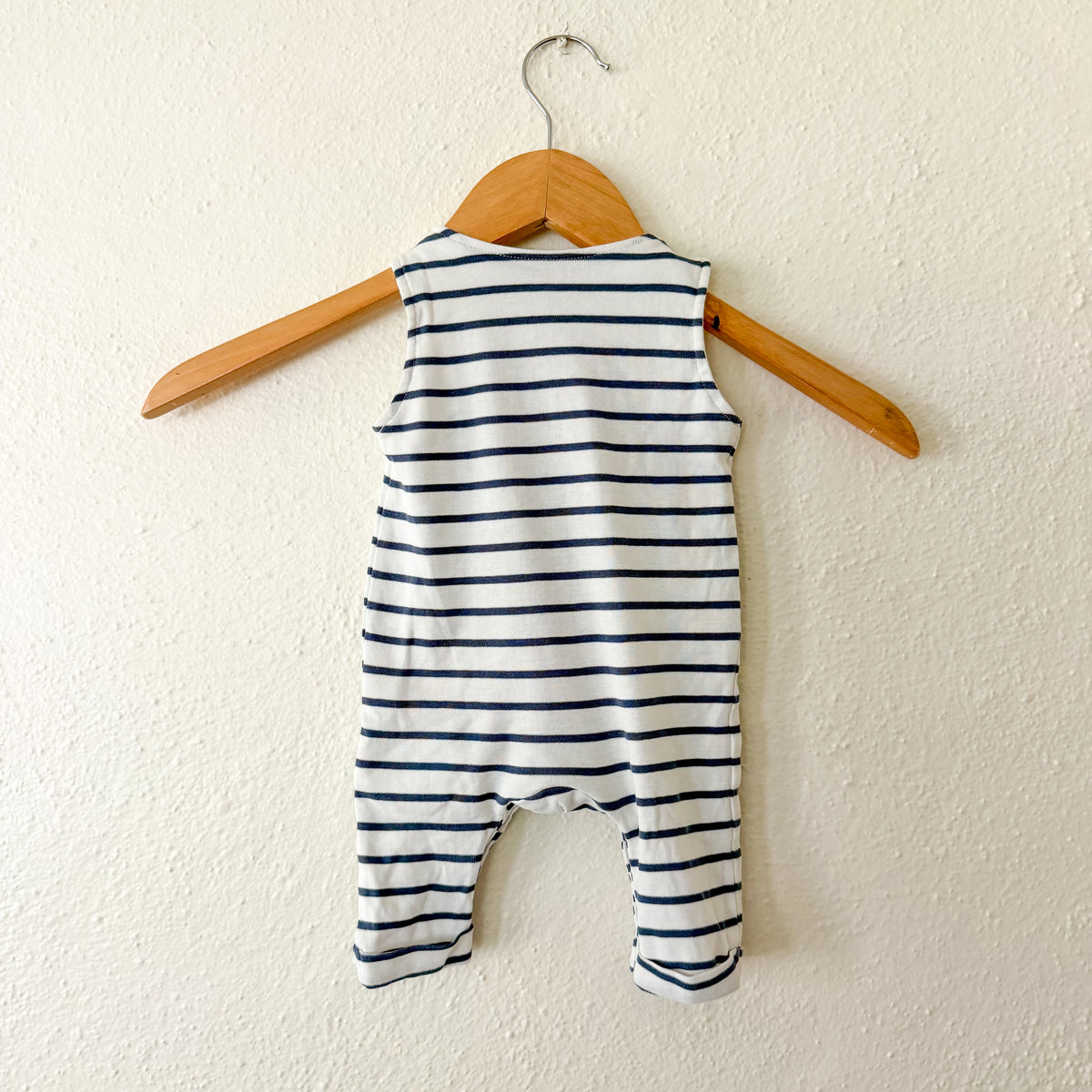 H&M Organic Navy White Stripe Sleeveless Jumpsuit | NB