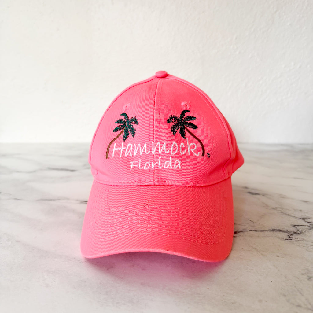 Hammock Florida Embroidered Cotton Baseball Cap | Neon Pink
