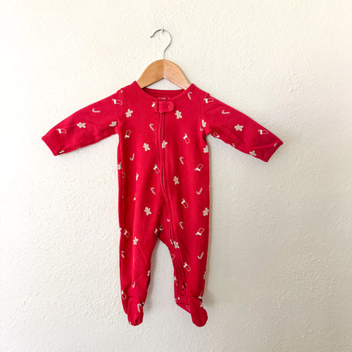 Carter's Red Gingerbread Textured 2-Way Zip Footed Sleeper | 3-6m
