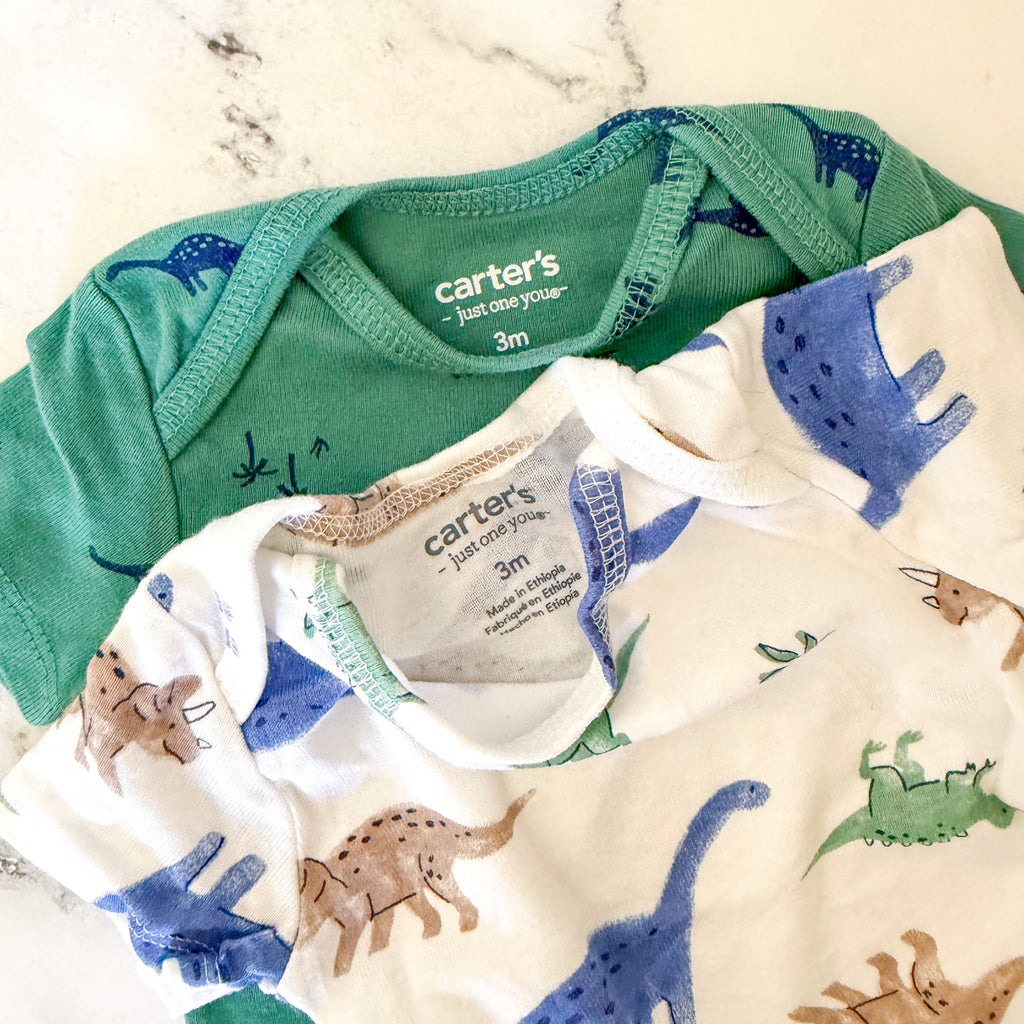 Carter's Dinosaur Short Sleeve Bodysuit Bundle | 0-3m