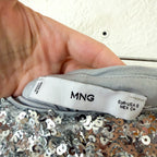 Mango MNG Silver Sequin Midi Straight Pencil Skirt | S