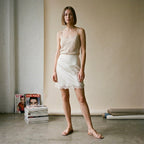 J.Crew Gwen Lace-Trim Slip Skirt in Textured Cream Satin | XXS