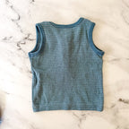 Little Planet Organic Ocean Blue Textured Sleeveless Shirt + Bubble Shorts Matching Set | 0-3m