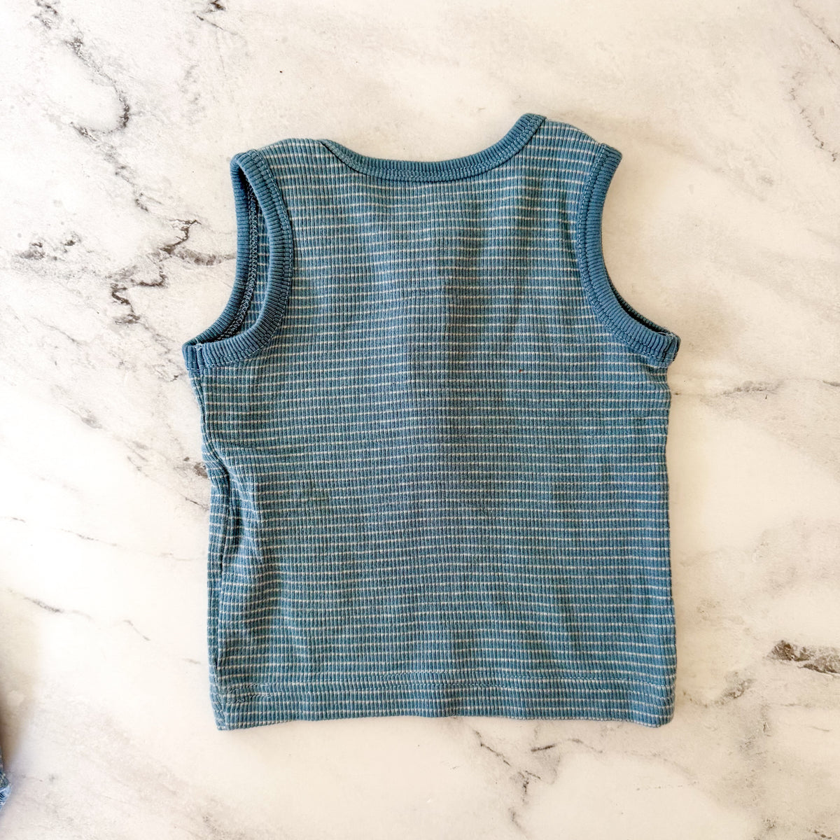 Little Planet Organic Ocean Blue Textured Sleeveless Shirt + Bubble Shorts Matching Set | 0-3m