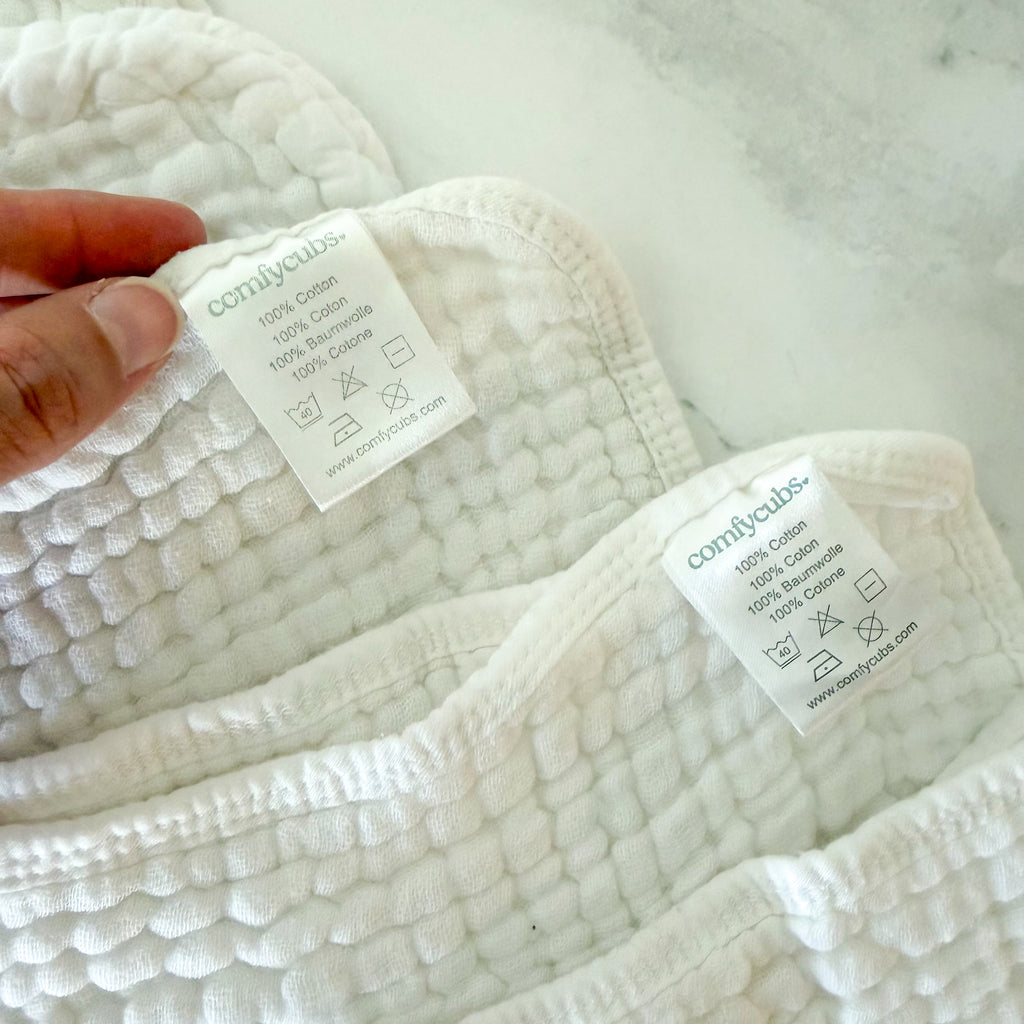 Comfy Cubs White Muslin Burp Cloth Bundle x6