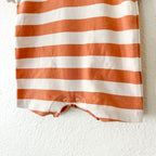 Cat & Jack Pumpkin Cream Wide Stripe Crewneck Short Sleeve Romper | 0-3m