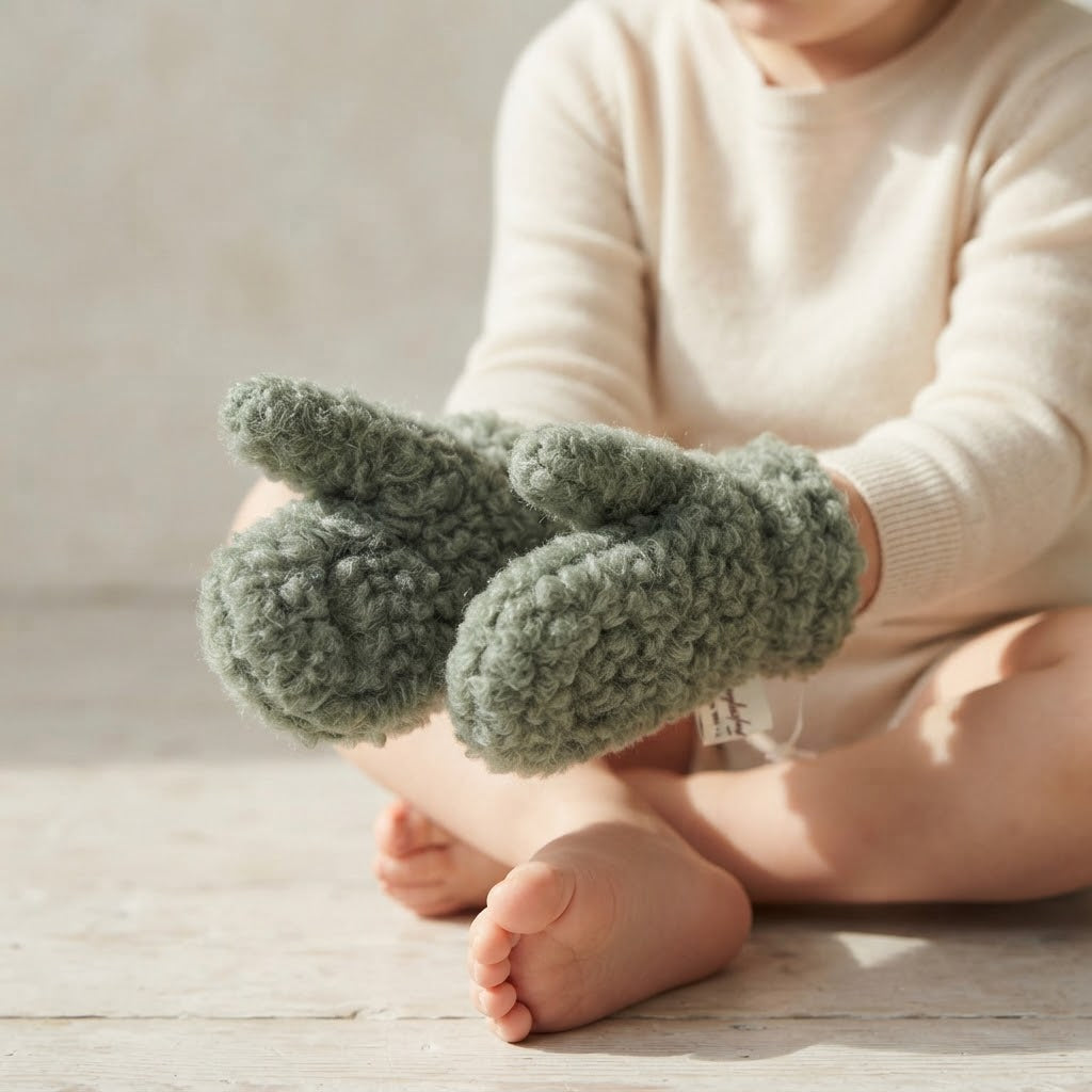 Daylesford Green 100% Irish Wool Pile Toddler Mittens | 3T/4T