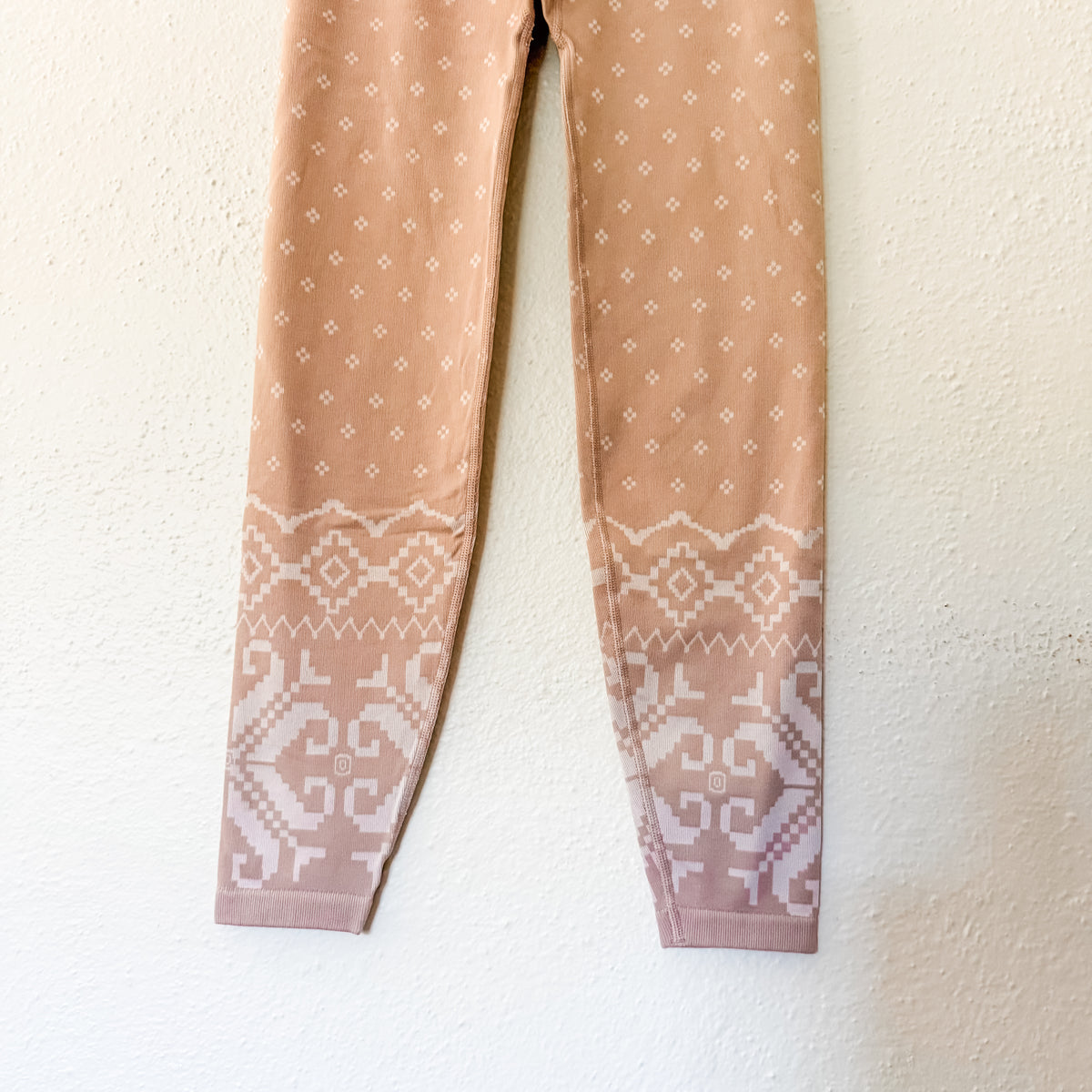 Sweaty Betty Modal Fair Isle Jacquard Seamless Base Layer Leggings in Blush | XS
