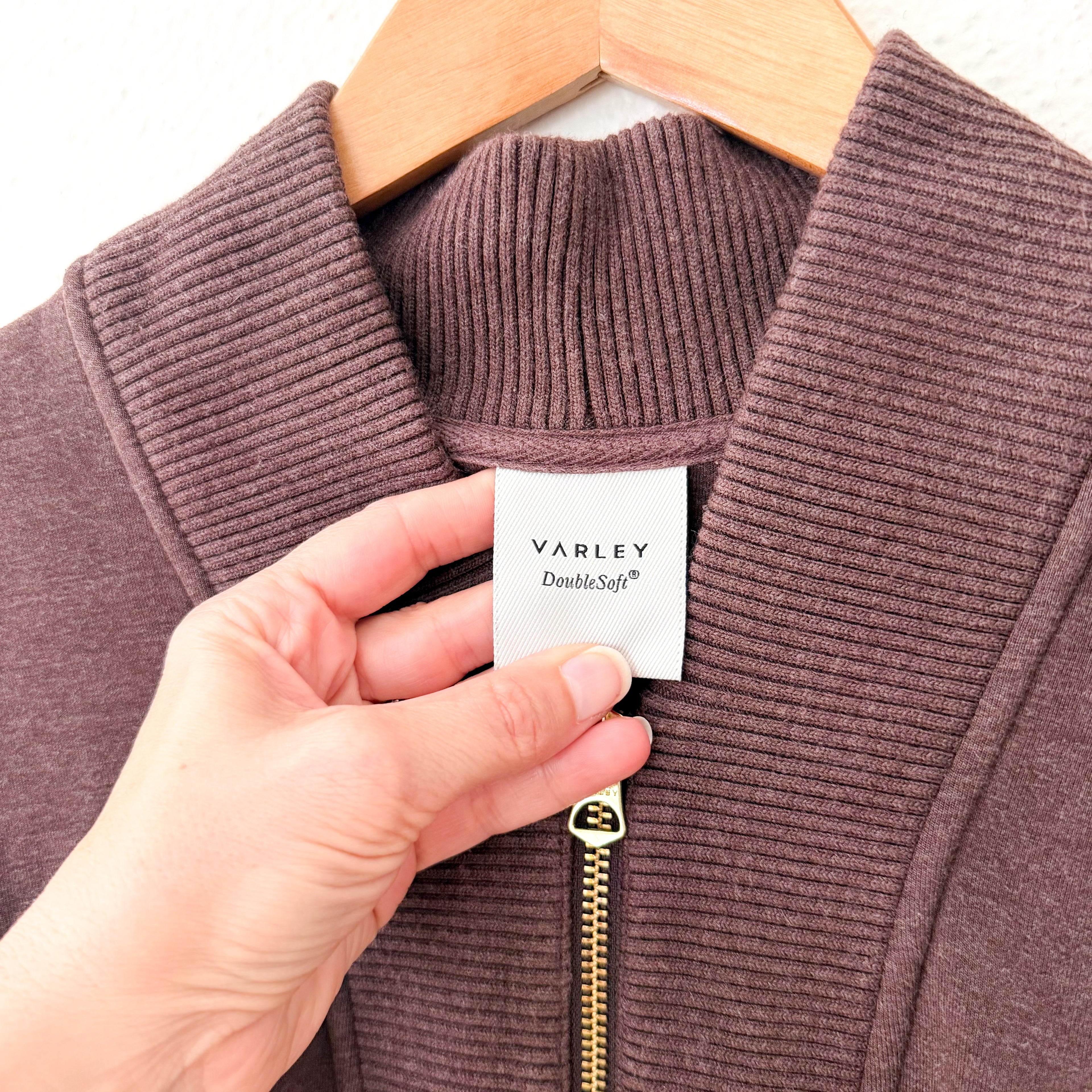 Varley Double Soft Sally Half-Zip Pullover Sweatshirt in Coffee Bean Marl | XS